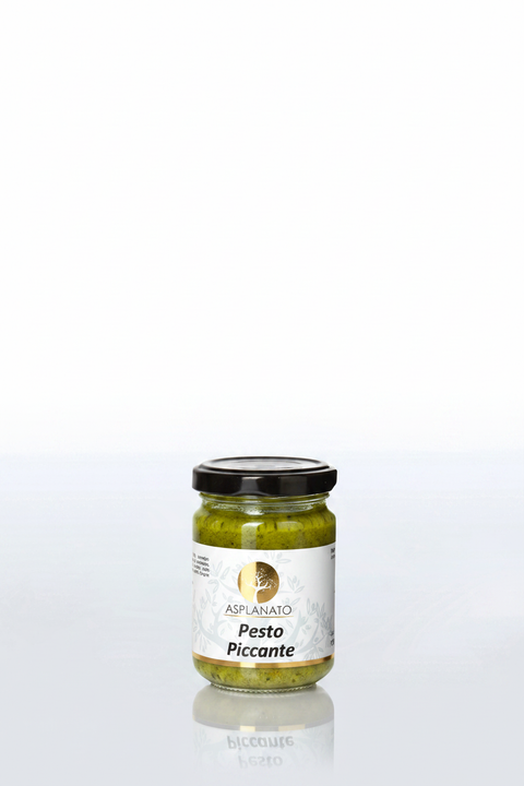 Pesto di Zucchine Asplanato - pack shot sfondo bianco con riflesso