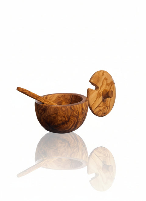 récipient à sel en bois d'olivier