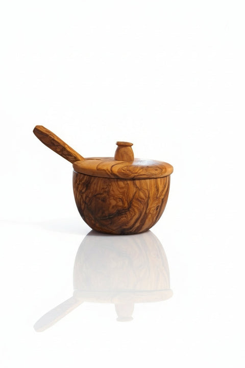 récipient à sel en bois d'olivier